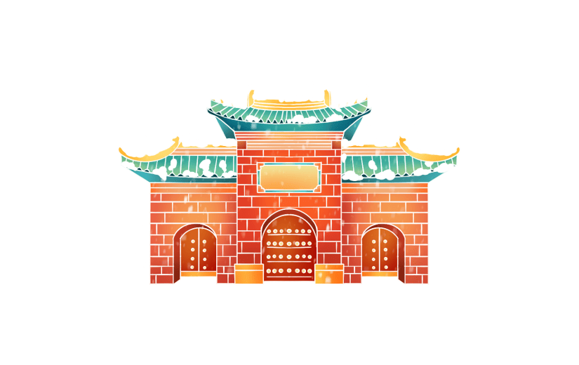 小雪节气通用国潮中国风传统建筑元素贴纸