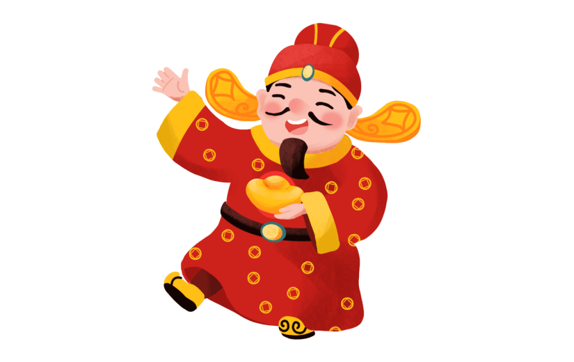 中国风春节财神爷元素贴纸