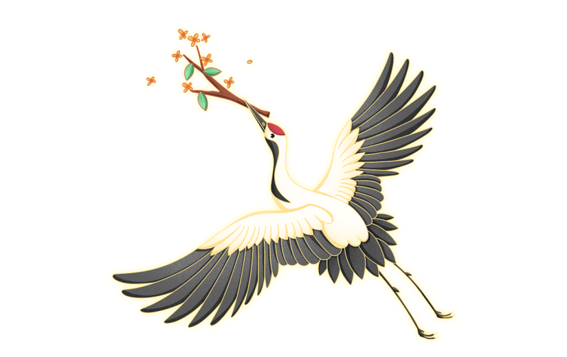 中秋节八月十五国潮仙鹤元素素材