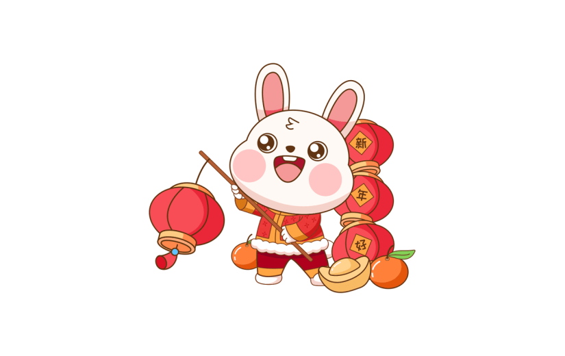卡通感春节兔子元素贴纸