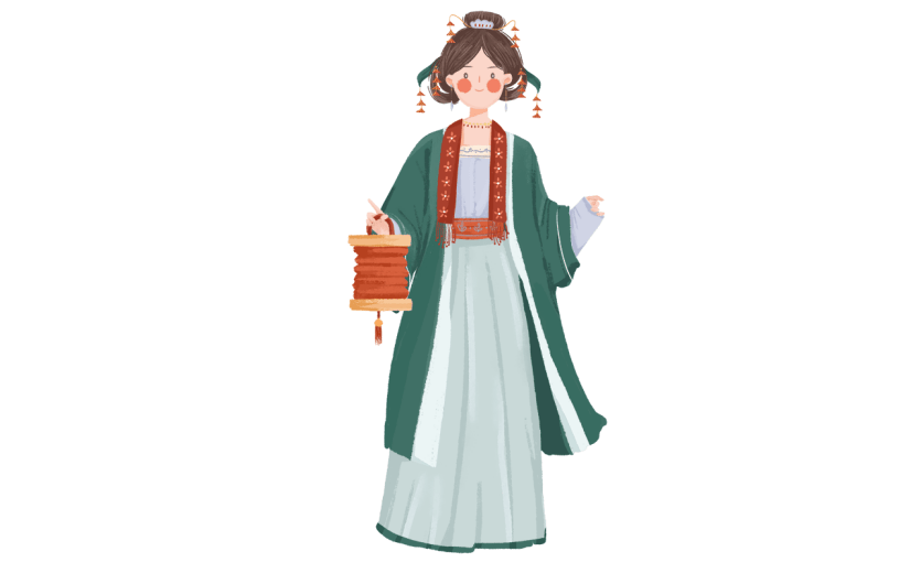 手绘-中国风少女人物插画贴纸6