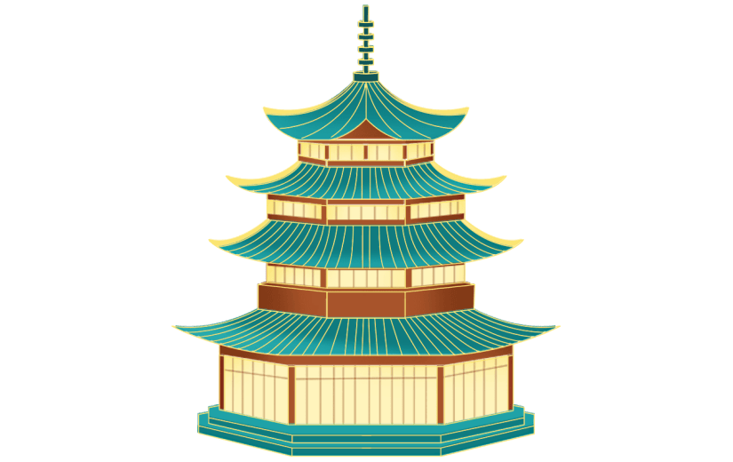 塔绿色中国风中秋节元素贴纸   