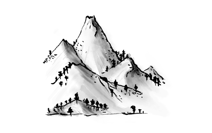 水墨山水自然元素贴纸7