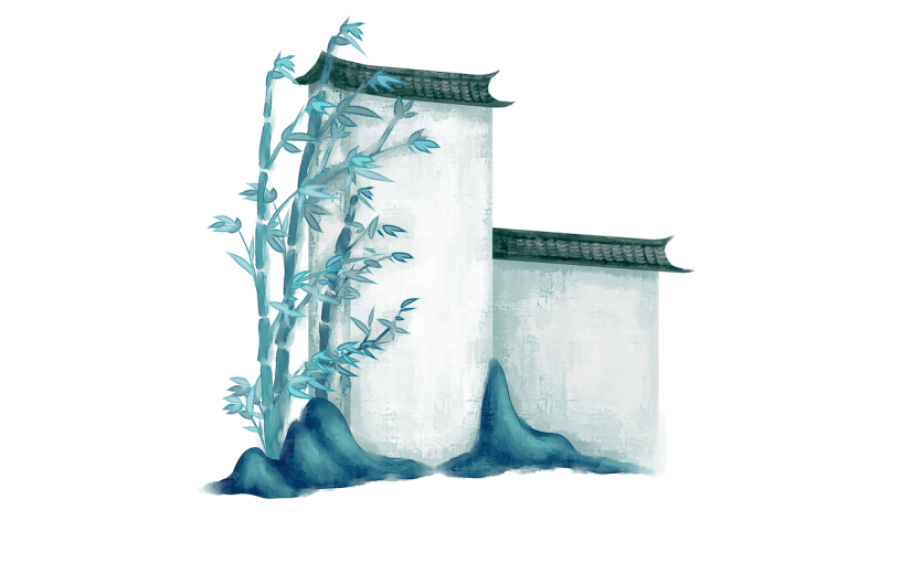 水墨-徽派建筑常规贴纸-房屋