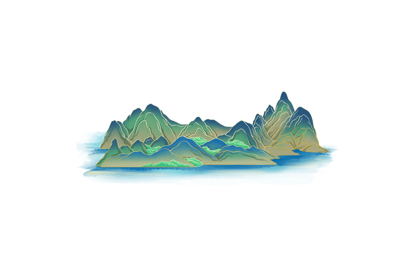 水墨山水渐变国画元素