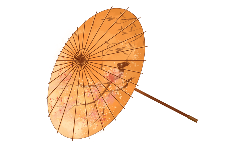 中国风-手绘花朵油纸伞贴纸