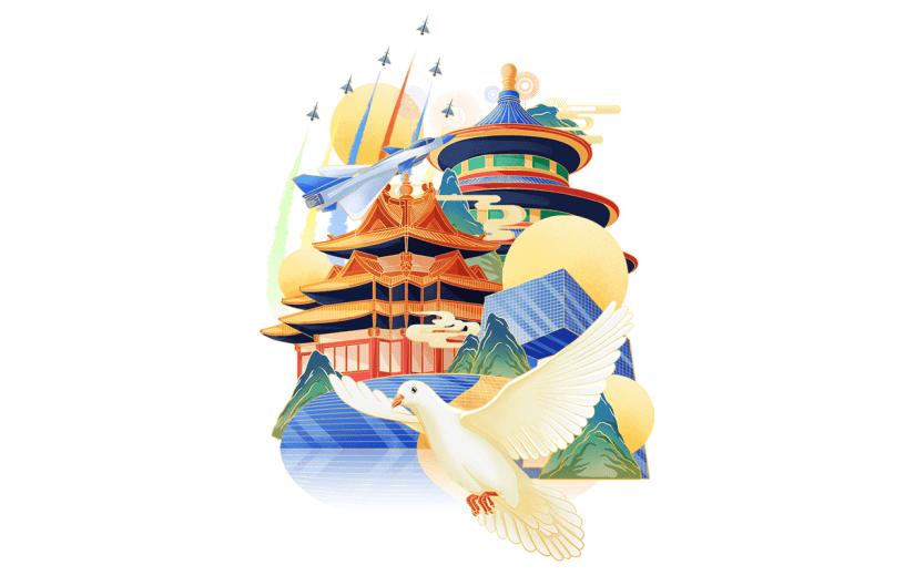 中国风-建筑元素-国庆组合贴纸