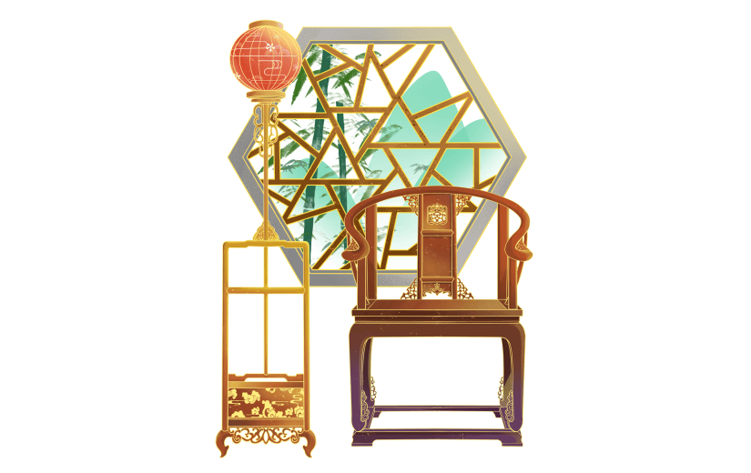 中国风家具装饰贴纸-椅子