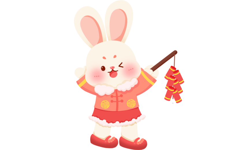 卡通感春节兔子元素贴纸