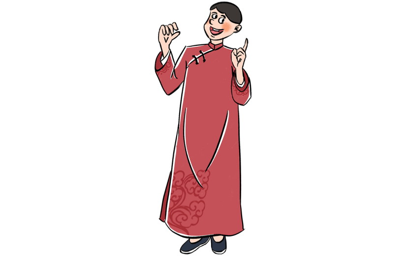 手绘-相声人物插画贴纸8