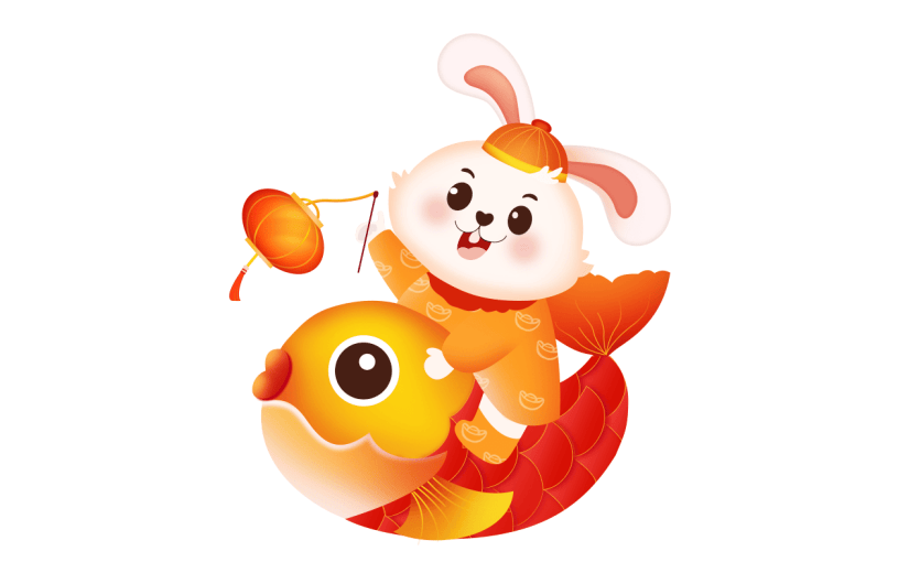 中国风春节兔子元素贴纸