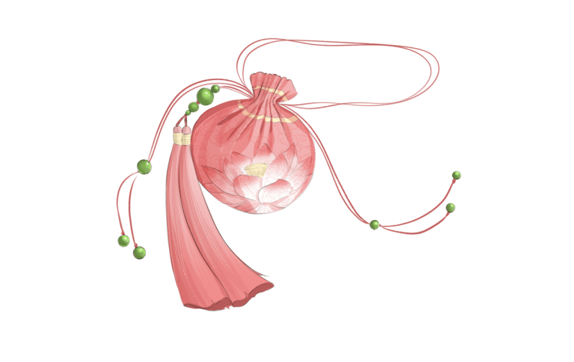 工笔画风七夕情人节元素-香囊