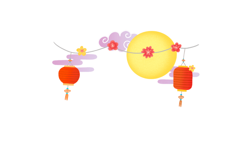 手绘风-中秋节贴纸-灯笼