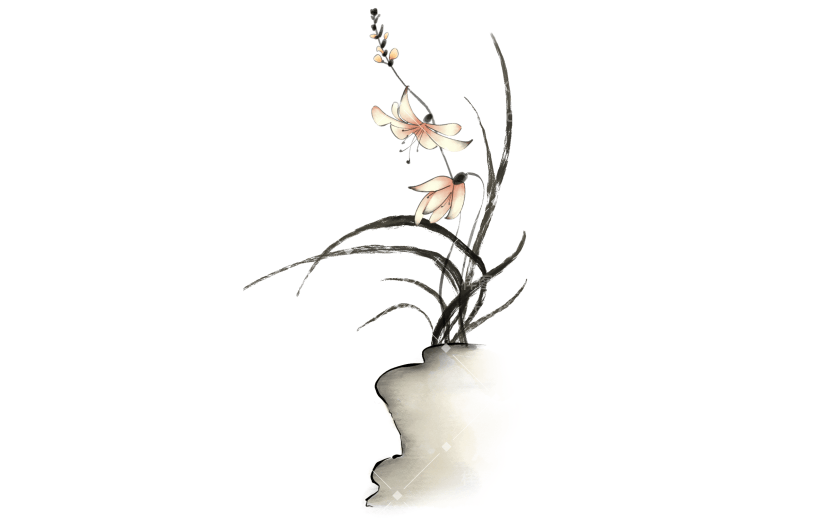 中国风手绘兰花元素