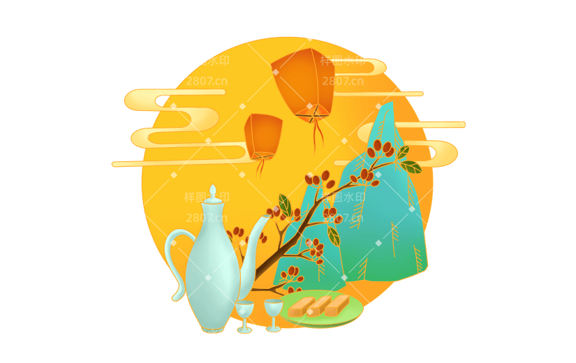 手绘国潮重阳节元素4