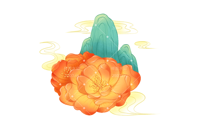 中秋节中国风牡丹元素
