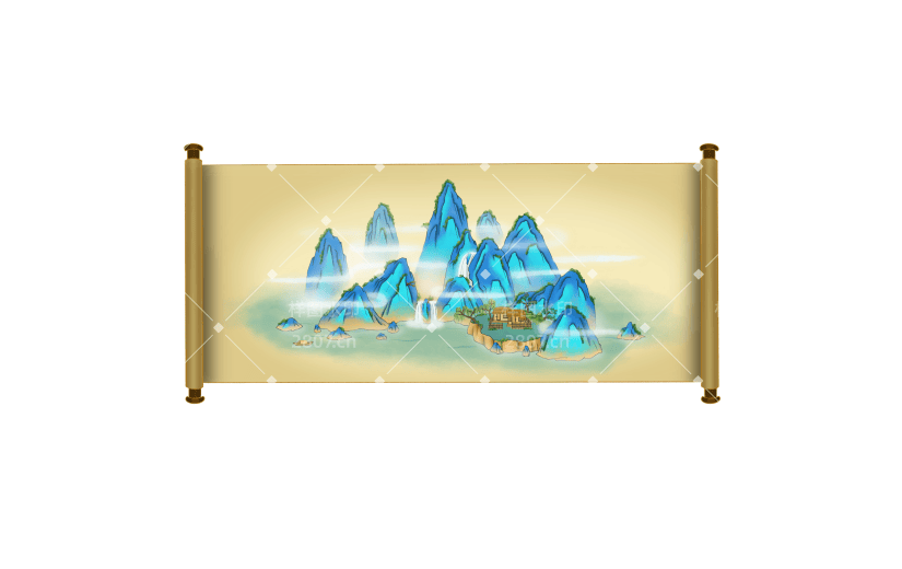 中国风-国潮山水园林卷轴5