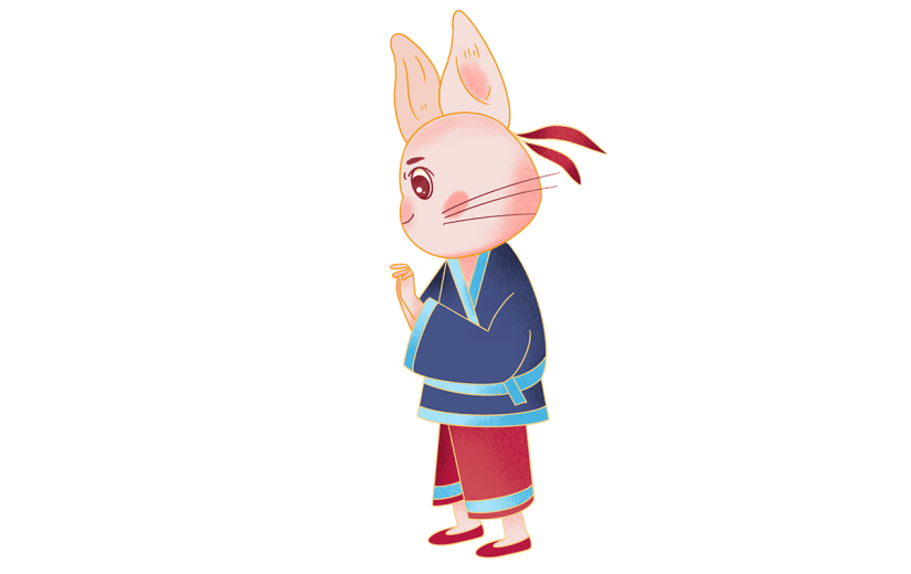 手绘-七夕牛郎织女拟人动物贴纸男兔子