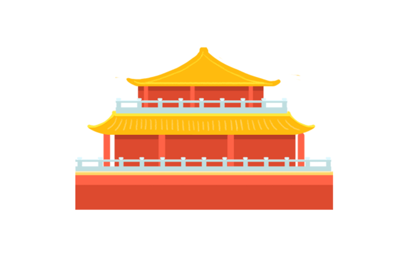 中式感-国庆节中国传统建筑贴纸
