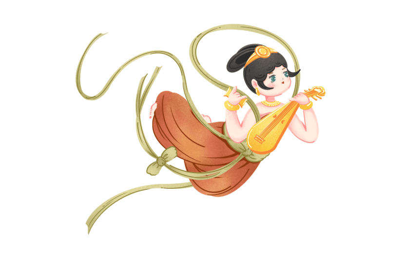 手绘-中国风Q版飞天仙女人物插画4