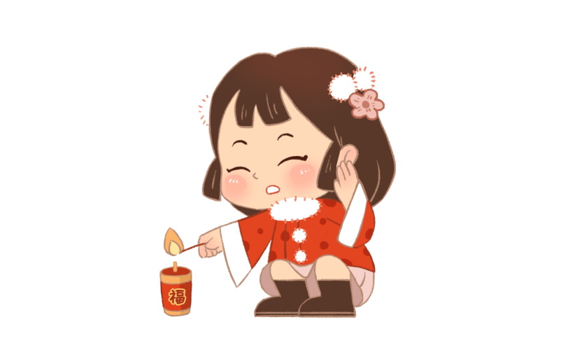 手绘-新年喜庆儿童元素-小女孩