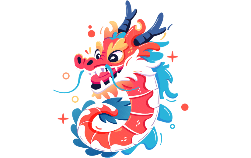 春节龙通用国潮插画龙形象贴纸