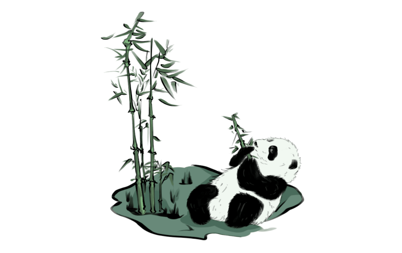 手绘-中国风水墨风动物贴纸-熊猫