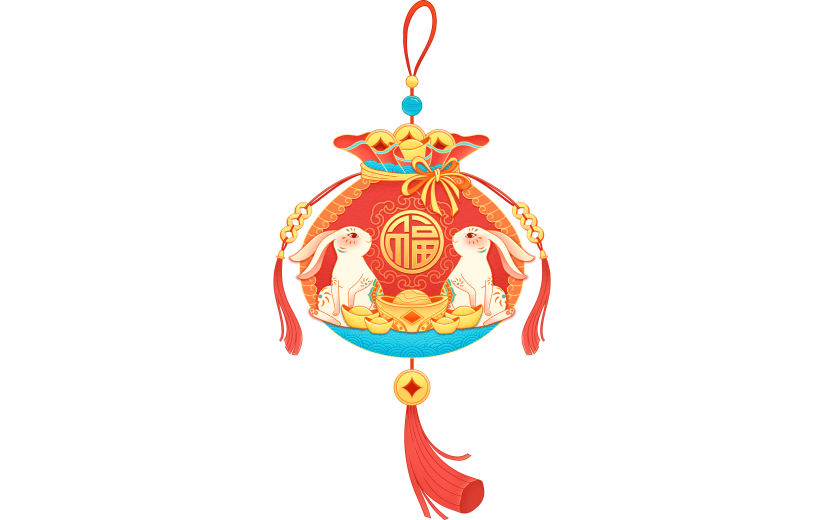 国潮风-兔年春节挂饰组合贴纸2