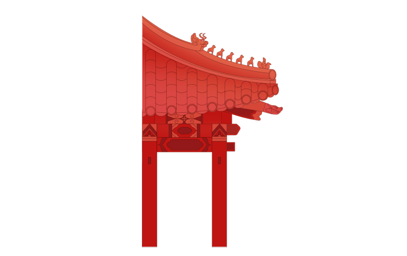 中国风国庆节屋顶元素贴纸