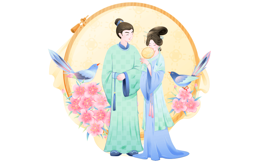中国风浪漫七夕情人节牛郎织女人物