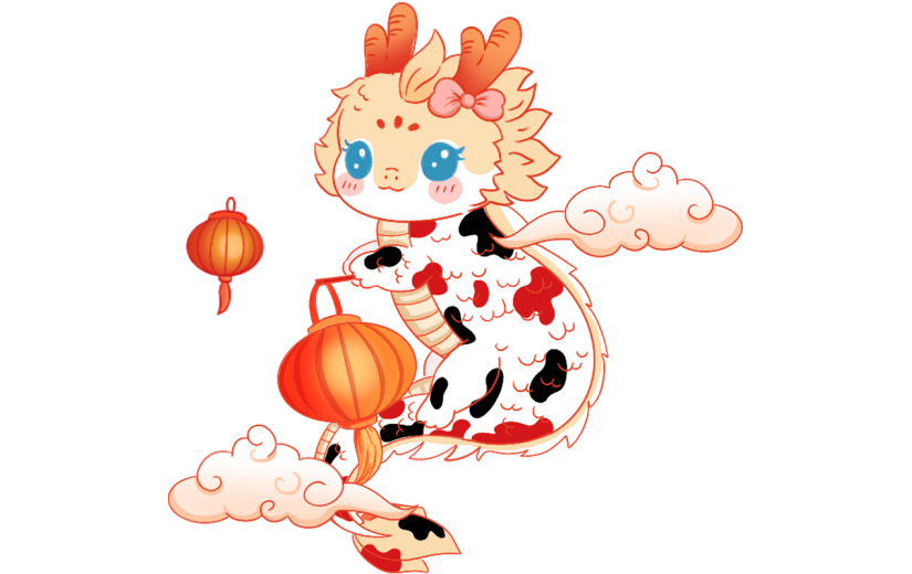 龙年春节新春新年过年除夕古风可爱龙元素素材