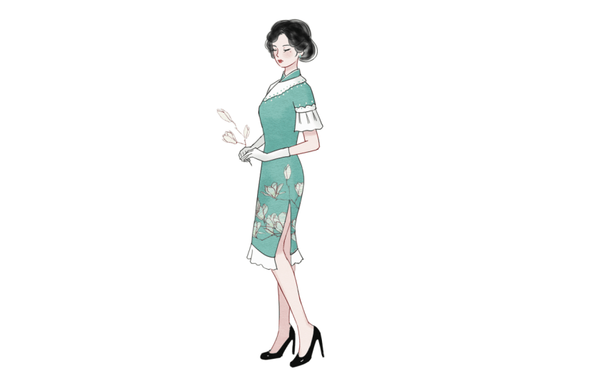 手绘-民国女性人物插画9