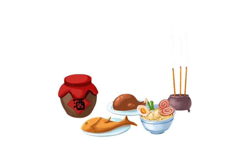 中国风贡品元素贴纸