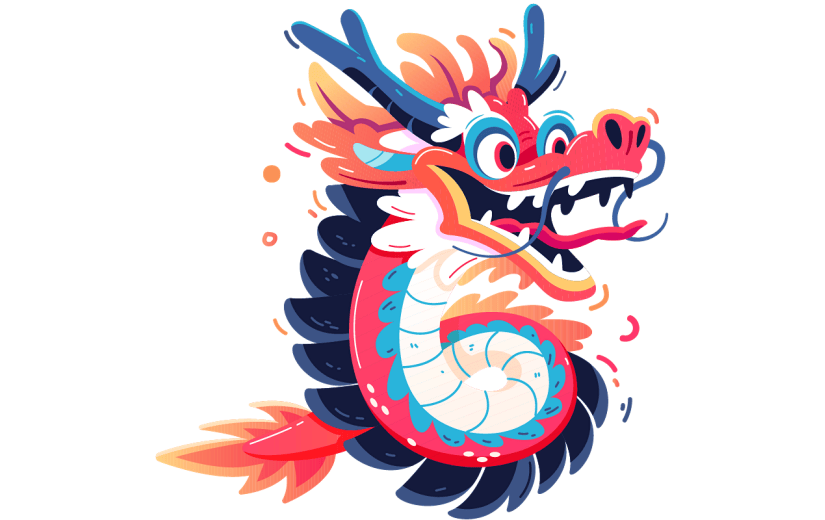 春节龙通用国潮插画龙形象贴纸