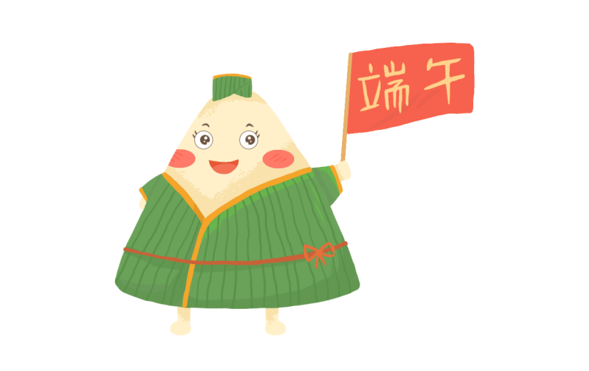 手绘-端午节粽子拟人贴纸-红旗