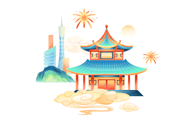 国庆节十一国潮中国风建筑元素素材