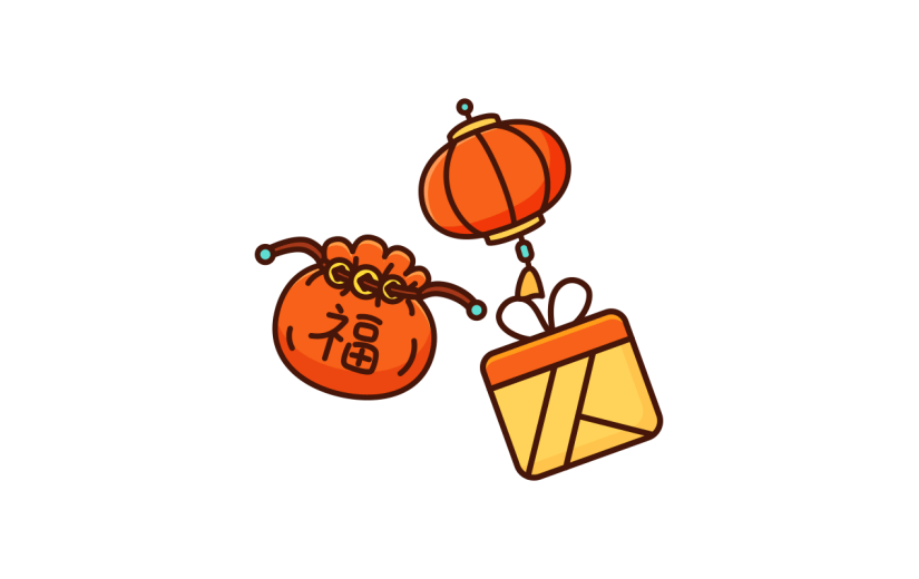 卡通感元宵节灯笼元素贴纸