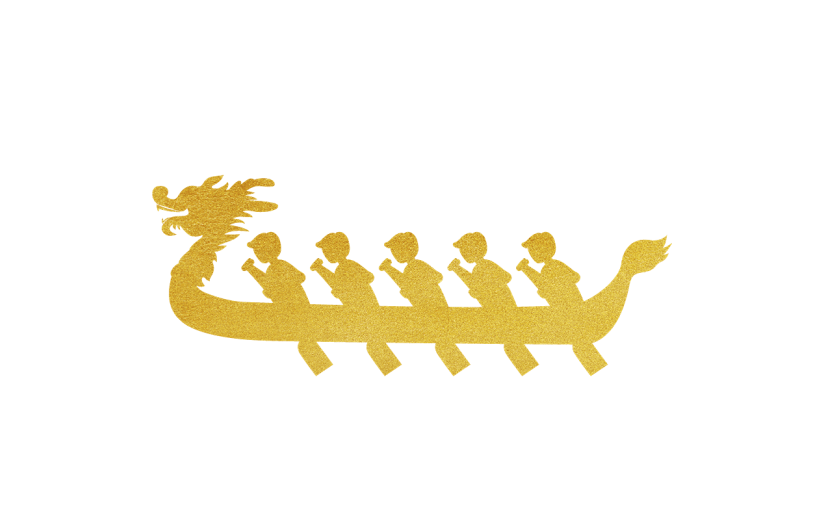 端午节五月初五中国风中式鎏金划龙舟元素素材