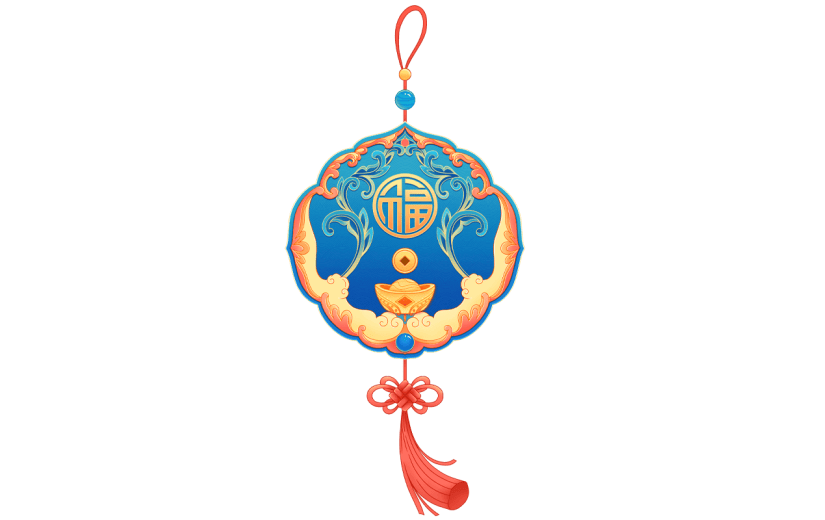 国潮风春节挂饰元素贴纸
