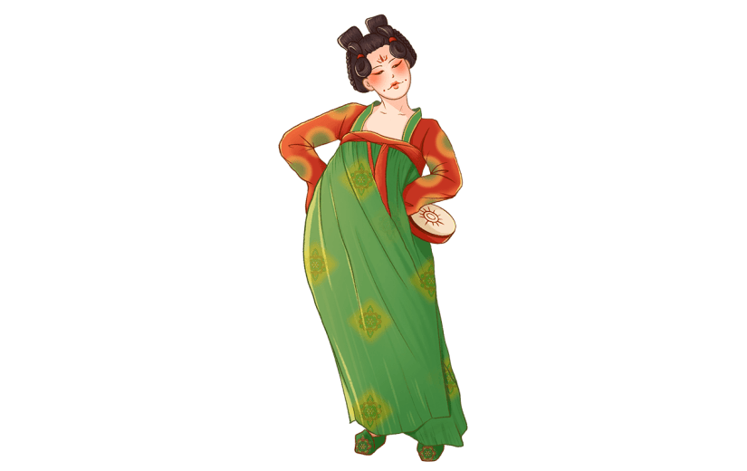 中国风跳舞的仕女人物元素