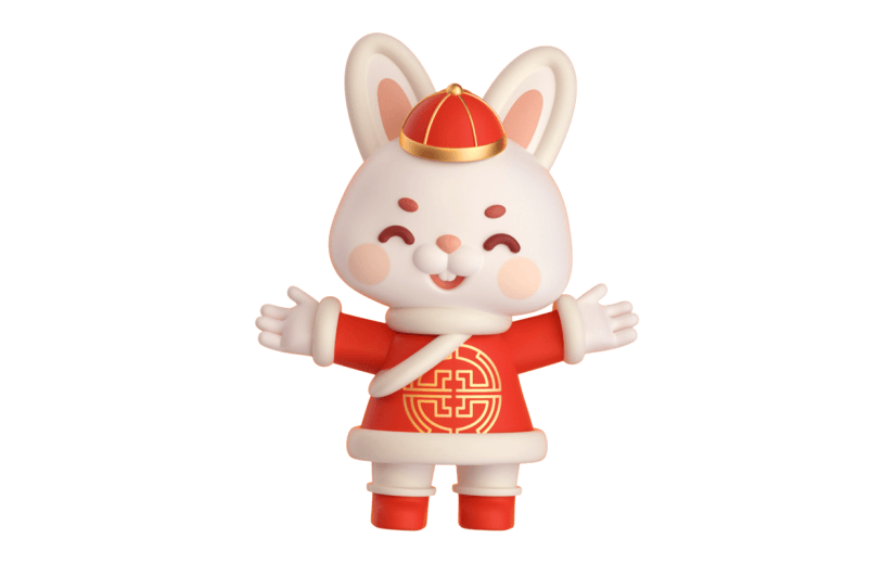 3D春节兔子元素贴纸