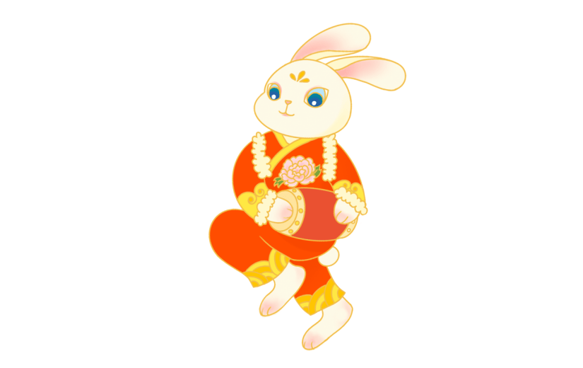 卡通感春节兔子元素贴纸