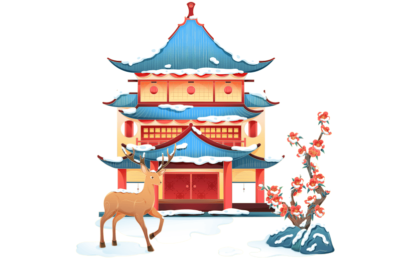 传统节气小雪大雪冬天冬季中国风国潮建筑场景元素