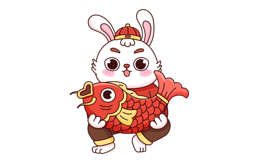 中国风春节兔子元素贴纸