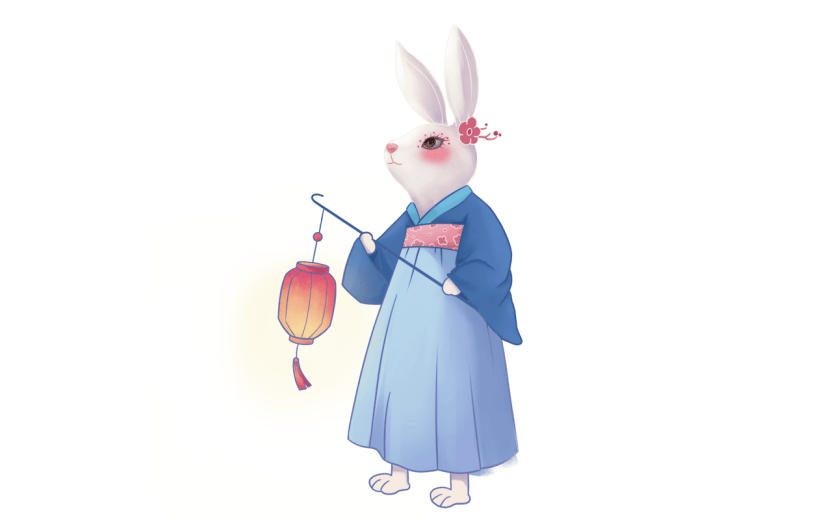 中国风中秋节兔子元素贴纸