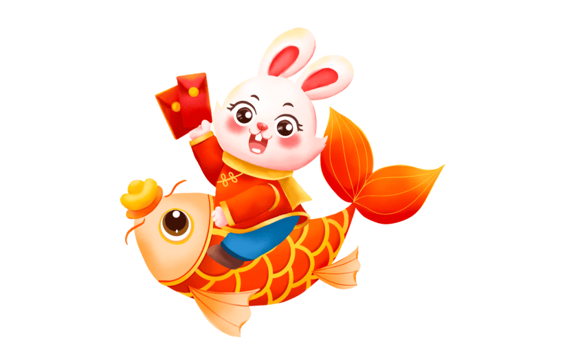 可爱春节兔子元素贴纸