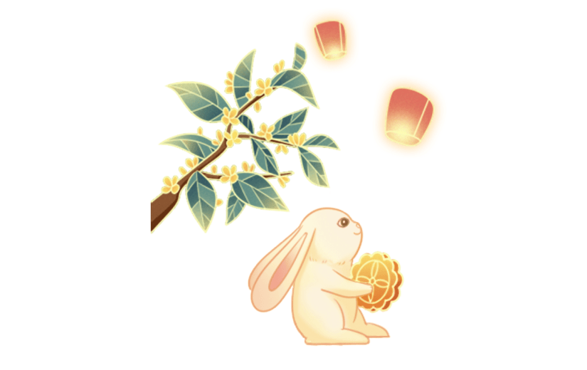 中国风中秋节兔子元素贴纸