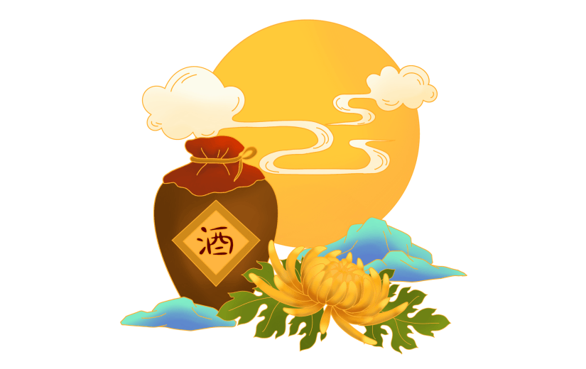 手绘国潮重阳节元素3