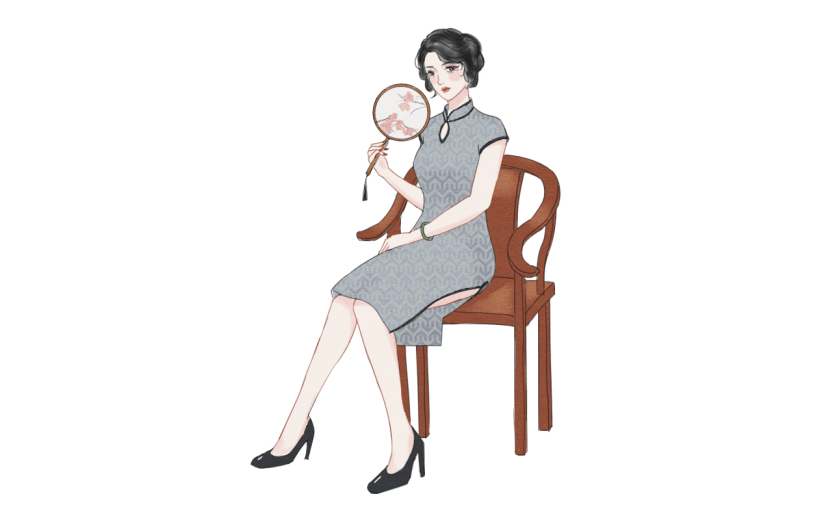 手绘-民国女性人物插画5