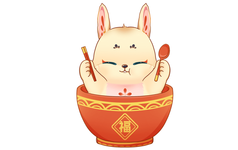 卡通感春节兔子元素贴纸